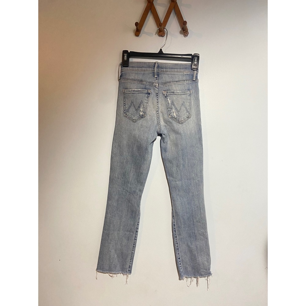 Mother Rascal Ankle Snippet Blast From Past Striaght Mid Distress‎ Light Wash 23